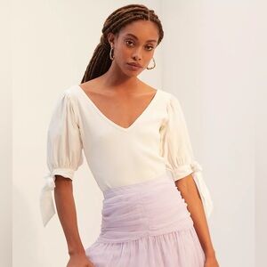 Maeve White Puff Sleeve Shirt